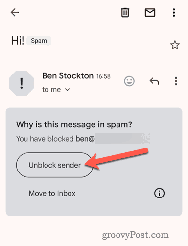 Feloldja a blokkolt feladó blokkolását a Gmail mobilalkalmazásban