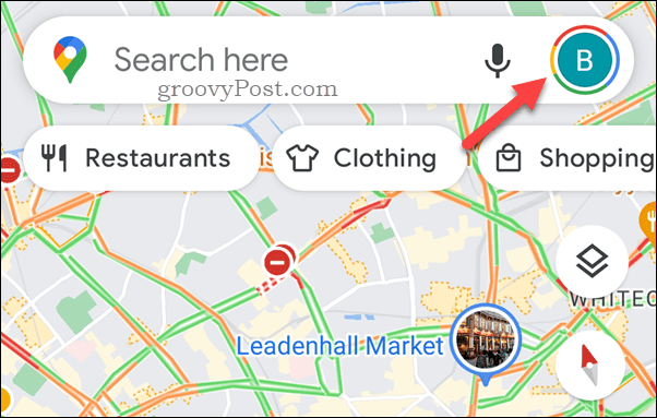 Koppintson a Google Térkép-profil ikonra