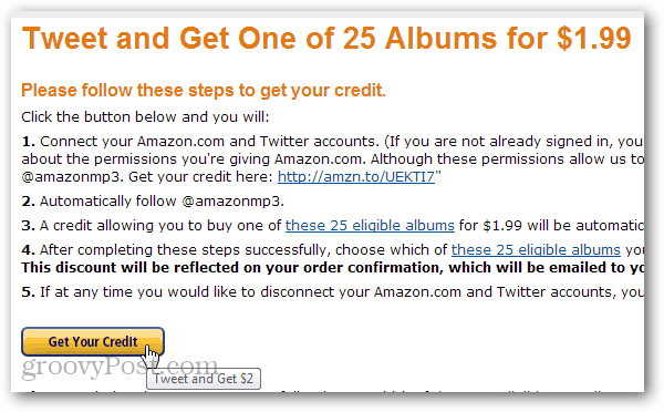 Az Amazon 7 dollár + árengedményt nyújt 25 különböző MP3 albumon egy Tweet-hez