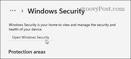 Nyissa meg a Windows biztonságot
