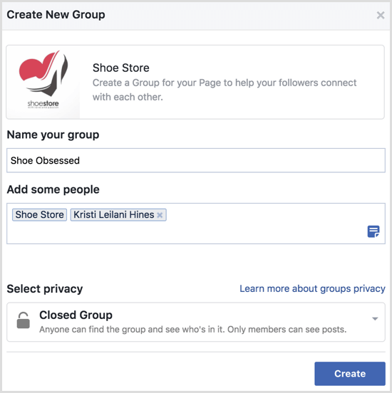 Facebook létrehozó csoport oldallal