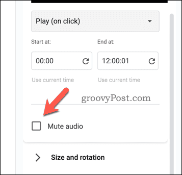 Videó hangjának elnémítása a Google Diákban