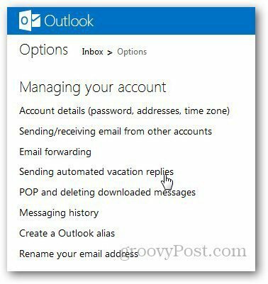 Outlook üdülési üzenet 2