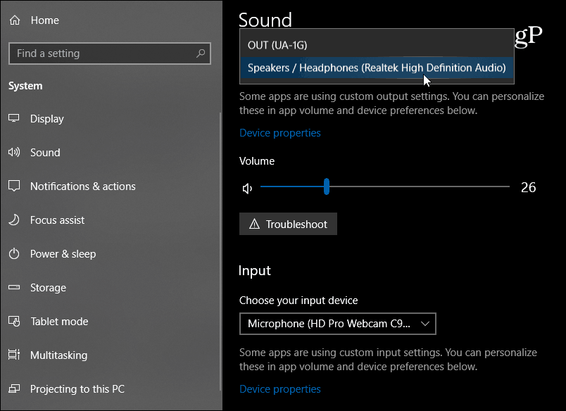 Új hangbeállítások Windows 10