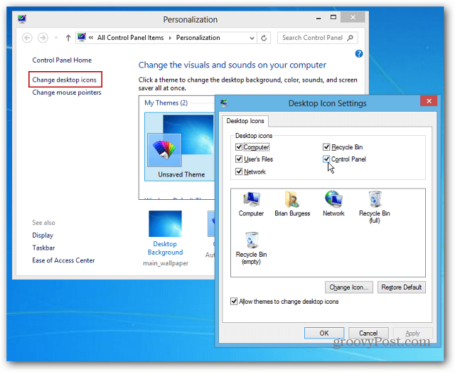 Hogyan lehet a Vezérlőpult ikont a Windows 8 tálcájához rögzíteni