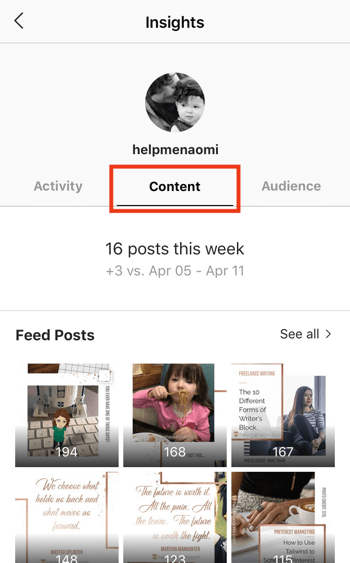 Tekintse meg az Instagram Stories ROI-adatokat, 2. lépés.