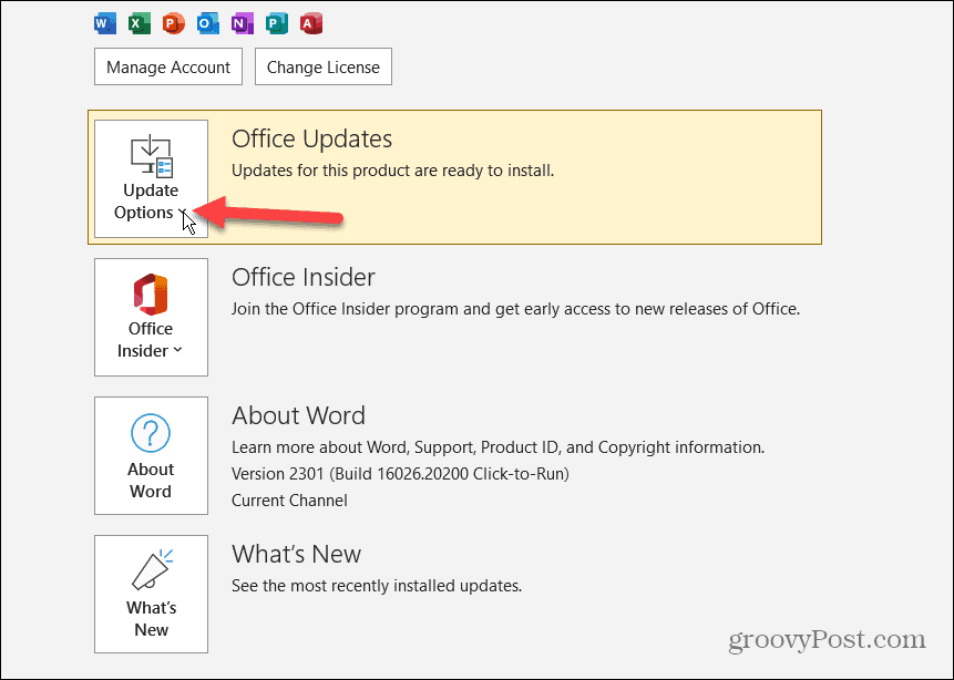 A Microsoft Office frissítések letiltása 