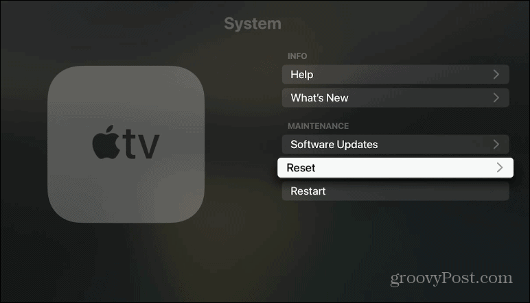 reset Apple TV