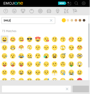 Kattintson az egyszarvú ikonra az EmojiOne emoji könyvtárának megnyitásához.