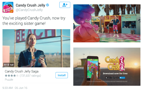 candy crush twitter videohirdetés