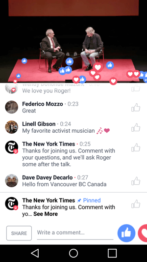 A New York Times a Facebook Live közvetítésével élményt nyújt a nézőknek az eseményen való részvételről.