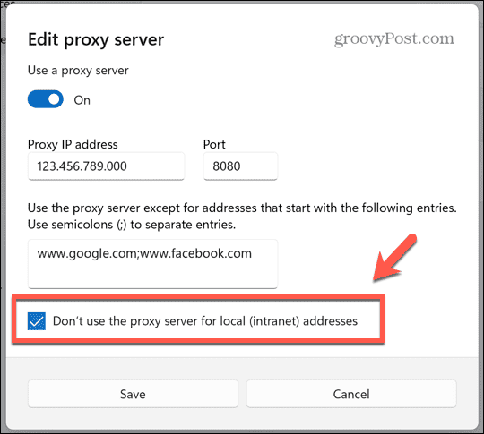 a windows nem használ proxyt a helyi webhelyekhez