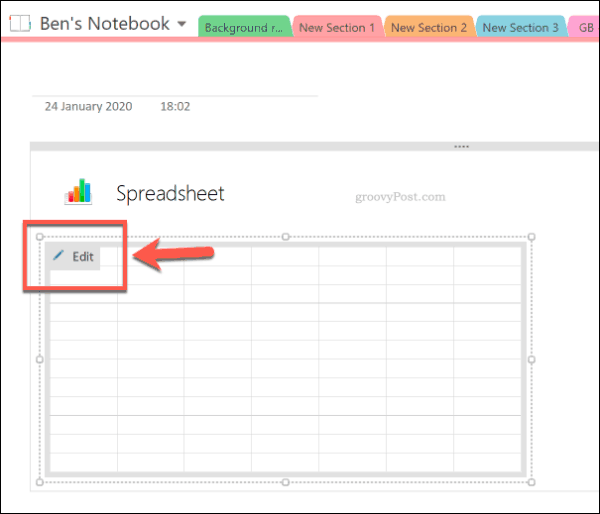 Szerkesszen egy új Excel táblázatot a OneNote alkalmazásban