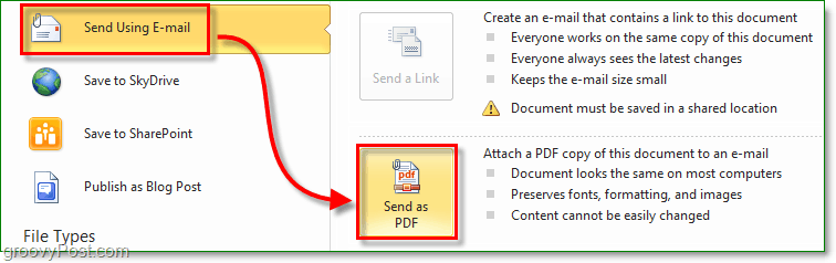 hozzon létre egy biztonságos pdf dokumentumot, és küldje el e-mailben az Office 2010 használatával