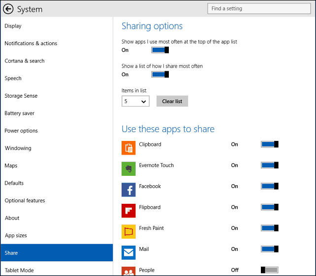 megosztási lehetőségek Windows 10