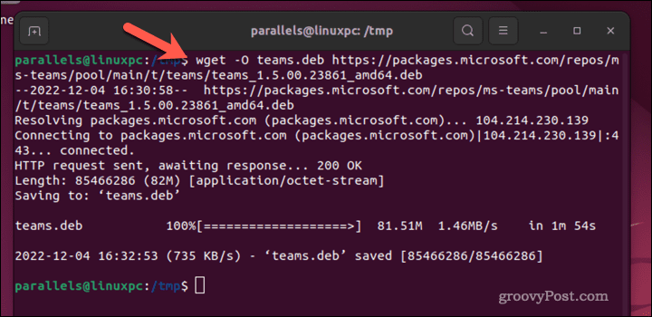 Töltse le a Microsoft Teams programot az Ubuntu terminálból