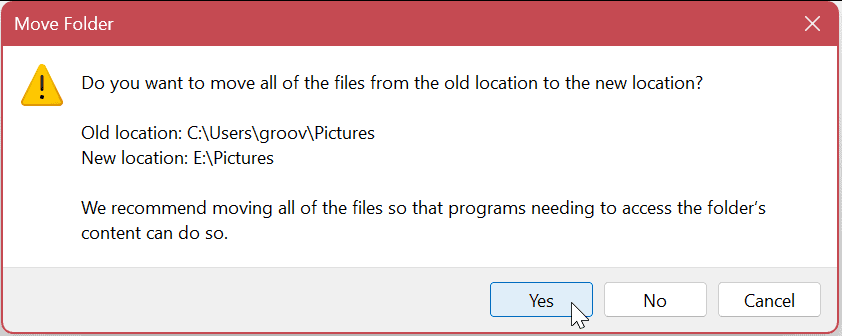 Az alapértelmezett felhasználói mappák áthelyezése a Windows 11 rendszeren