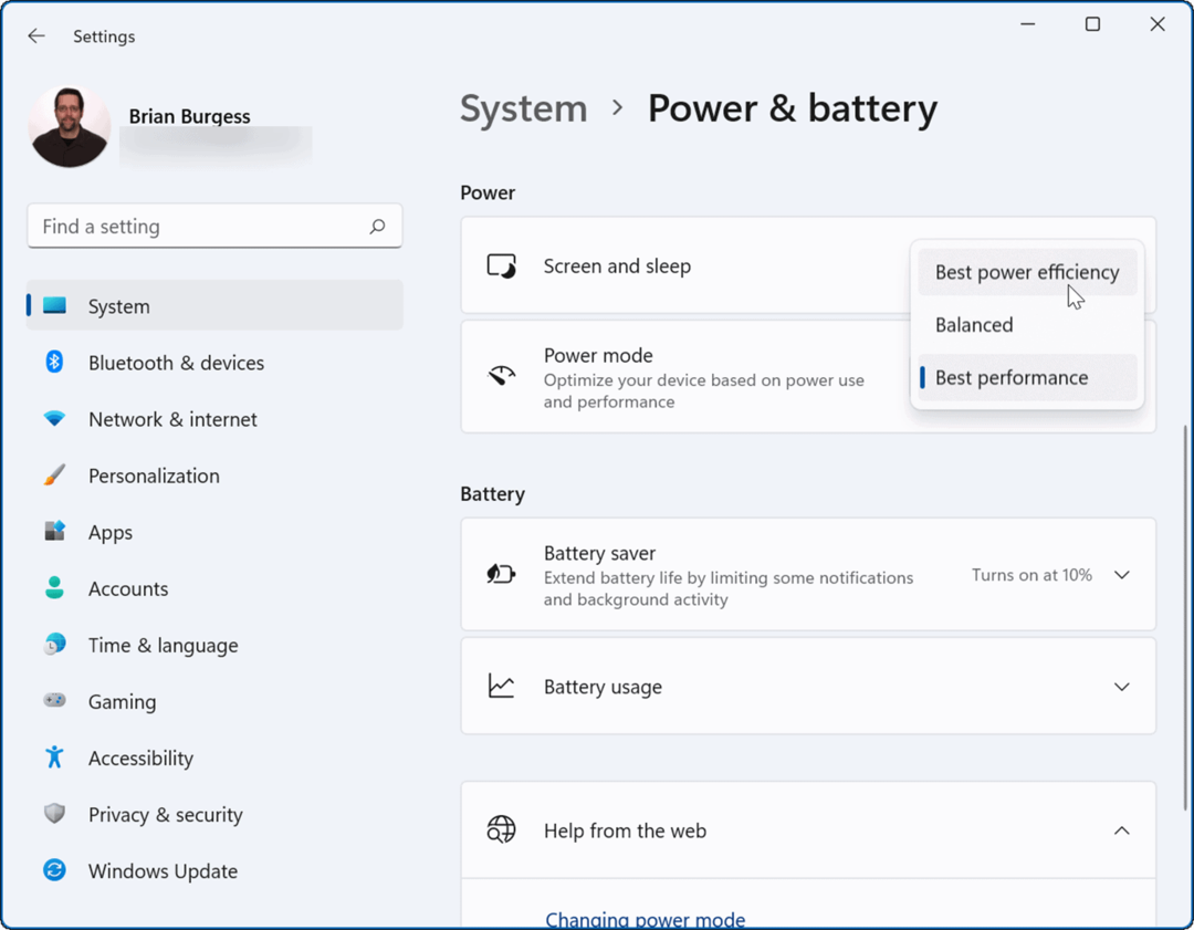 A Windows 11 energiagazdálkodási módja javítja az akkumulátor élettartamát a Windows 11 rendszeren