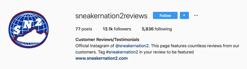 másodlagos Instagram-fiók a SneakerNation2 véleményekhez
