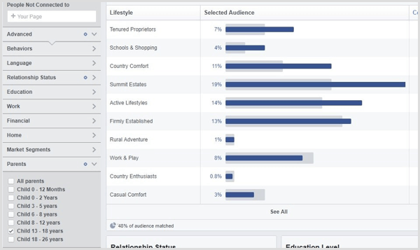 Megtekintheti a Facebook közönségstatisztikáit egy egyéni közönség számára.