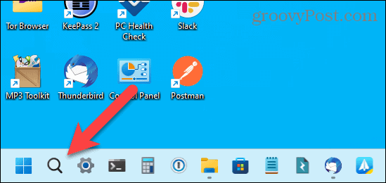 Keresés ikon csak a tálcán a Windows 11 rendszerben