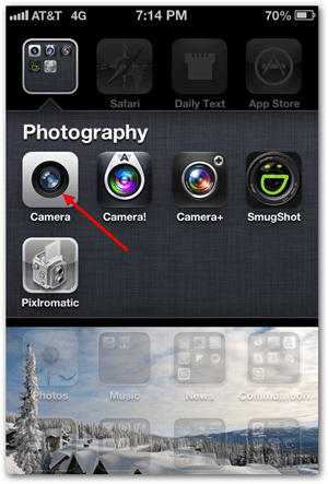 Készítsen iPhone iOS Panoramic Photo készüléket - Koppintson a Kamera elemre