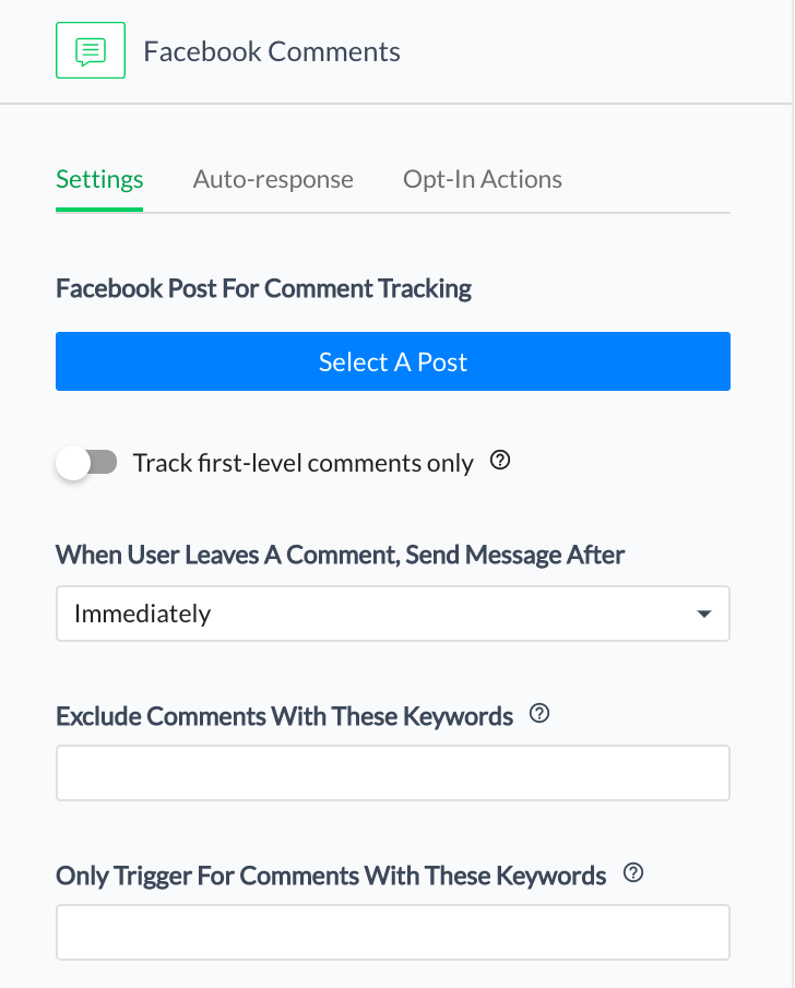 Válassza ki Facebook-bejegyzését, és írja be azt a kulcsszót, amelyet a felhasználók beírnak a megjegyzésekbe a bot elindításához.
