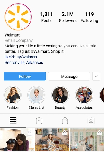 példa az Instagram üzleti életrajzára cselekvésre ösztönzéssel (CTA)