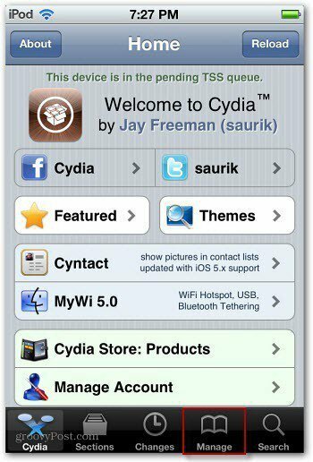 Indítsa el a Cydia_Manage alkalmazást