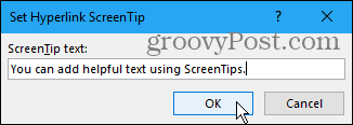 Állítsa be a Hyperlink ScreenTip párbeszédpanelt a Wordben