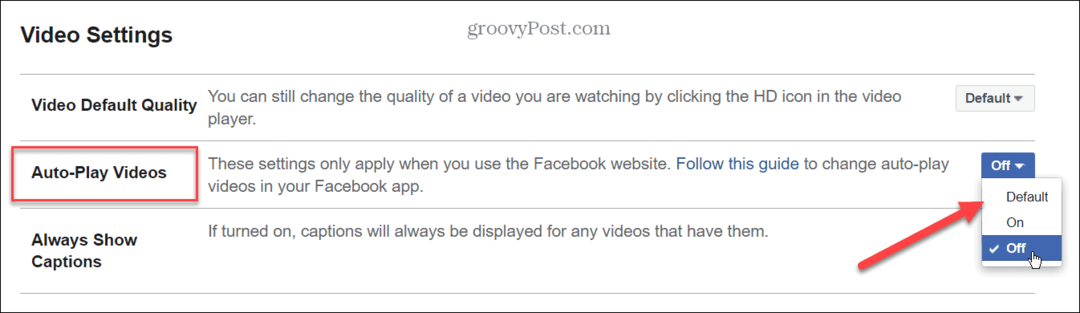 Hogyan lehet kikapcsolni a videó automatikus lejátszását a Facebookon