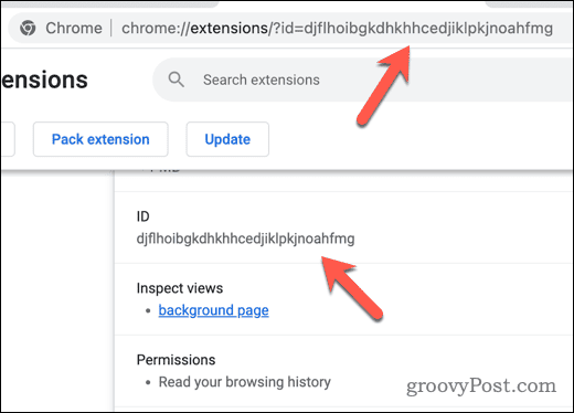 Chrome-bővítmény azonosítója