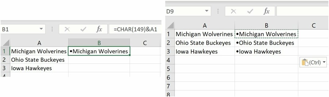 Helyezzen be egy Microsoft Excel pontot egy képlet segítségével