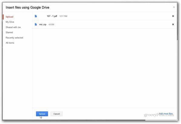 küldés a Google Drive feltöltéssel