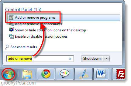 programok hozzáadása vagy eltávolítása a Windows 7 rendszerben