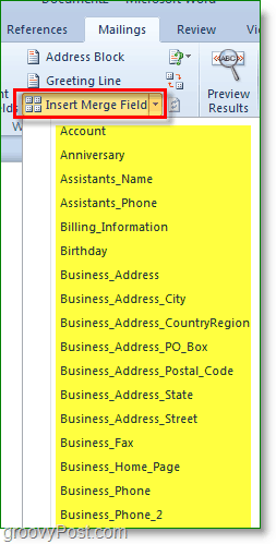 Outlook 2010 képernyőkép – további egyéni mezők beillesztése, de nem kötelező