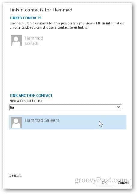 Az Outlook 3 névjegyek egyesítése