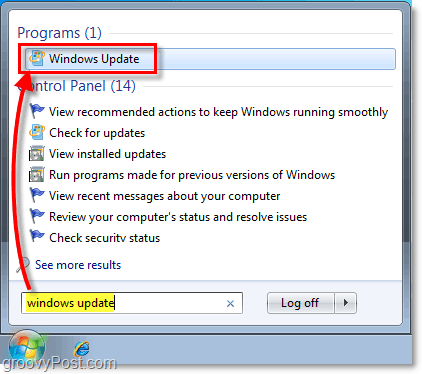 Indítsa el a Windows 7 Windows Update: képernyőképeket