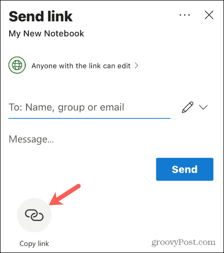 Megosztási link beszerzése a webes OneNote -ban