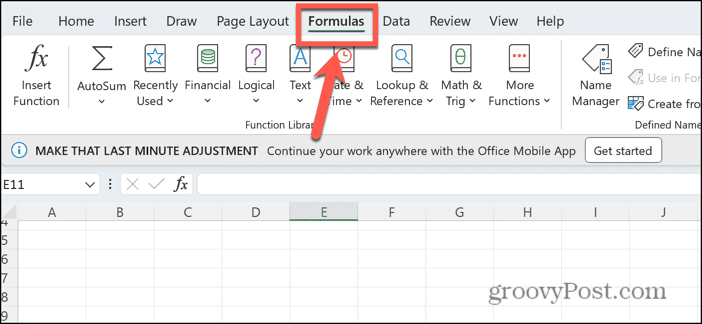 Excel képletek menü