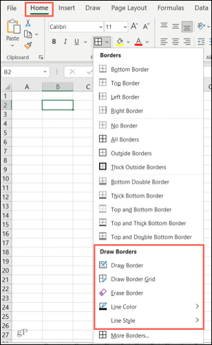 Határbeállítások az Excelben