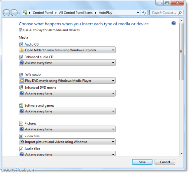 Időt takaríthat meg a Windows 7 automatikus lejátszási műveleteinek testreszabásával