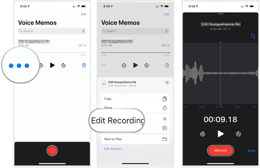 iPhone Voice memo rekord szerkesztése