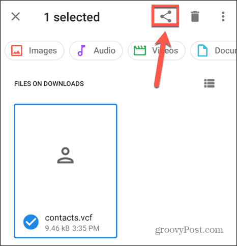 android megosztás ikonra