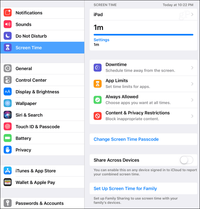 Képernyő időbeállítások iOS 12