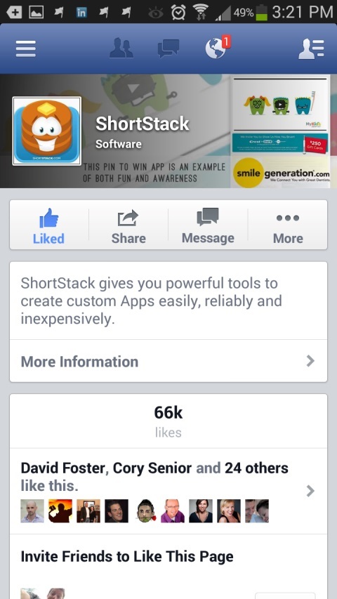 shortstack facebook oldal mobil eszközön