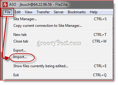 A FileZilla Site Manager bejegyzések importálása