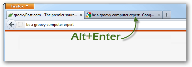 alt + enter az új lapok megnyitásához a Firefox keresésekből