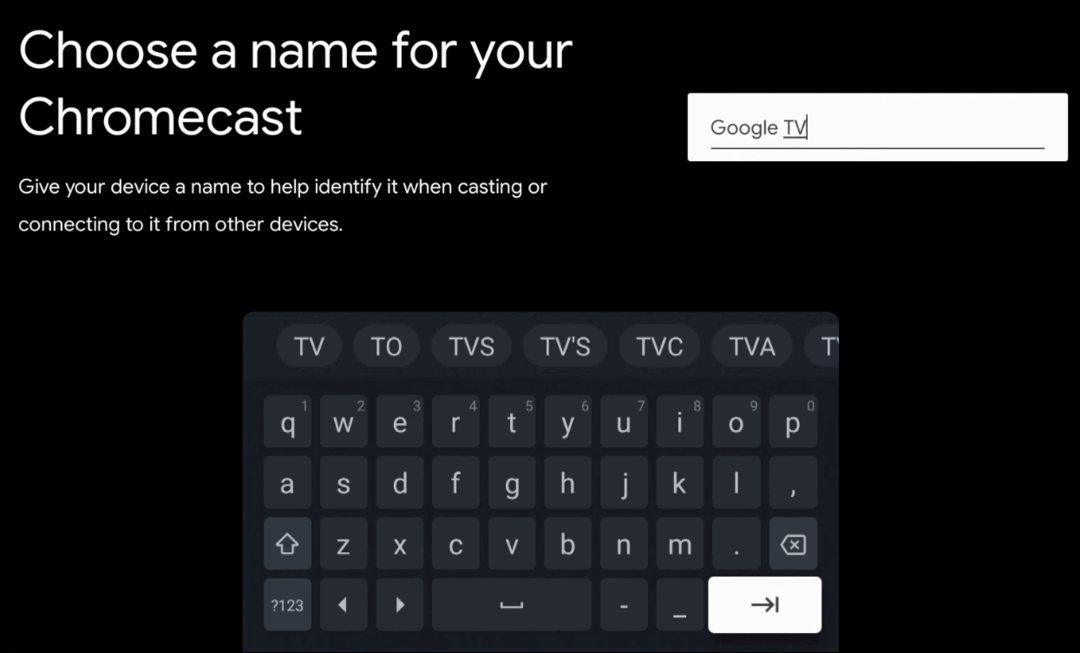 Írja be a Google TV nevét