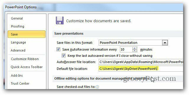 Mentse a Microsoft Office dokumentumokat alapértelmezés szerint a SkyDrive alkalmazásba